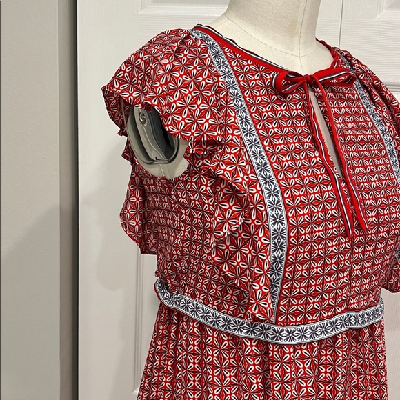 Red Patterned Maxi Dress - Picture 5 of 9